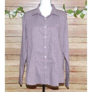 Panhandle Ladies XL Maroon Print Button Up Western Dress Shirt Cowgirl Cotton